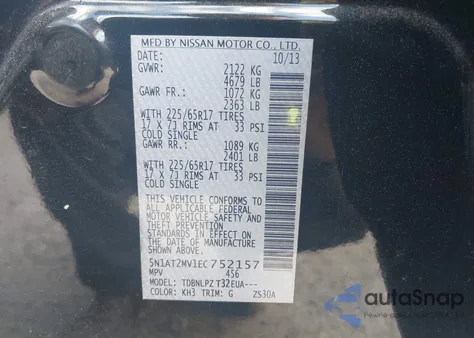 2014 Nissan Rogue S z USA, uszkodzony, nr VIN 5N1AT2MV1EC752157